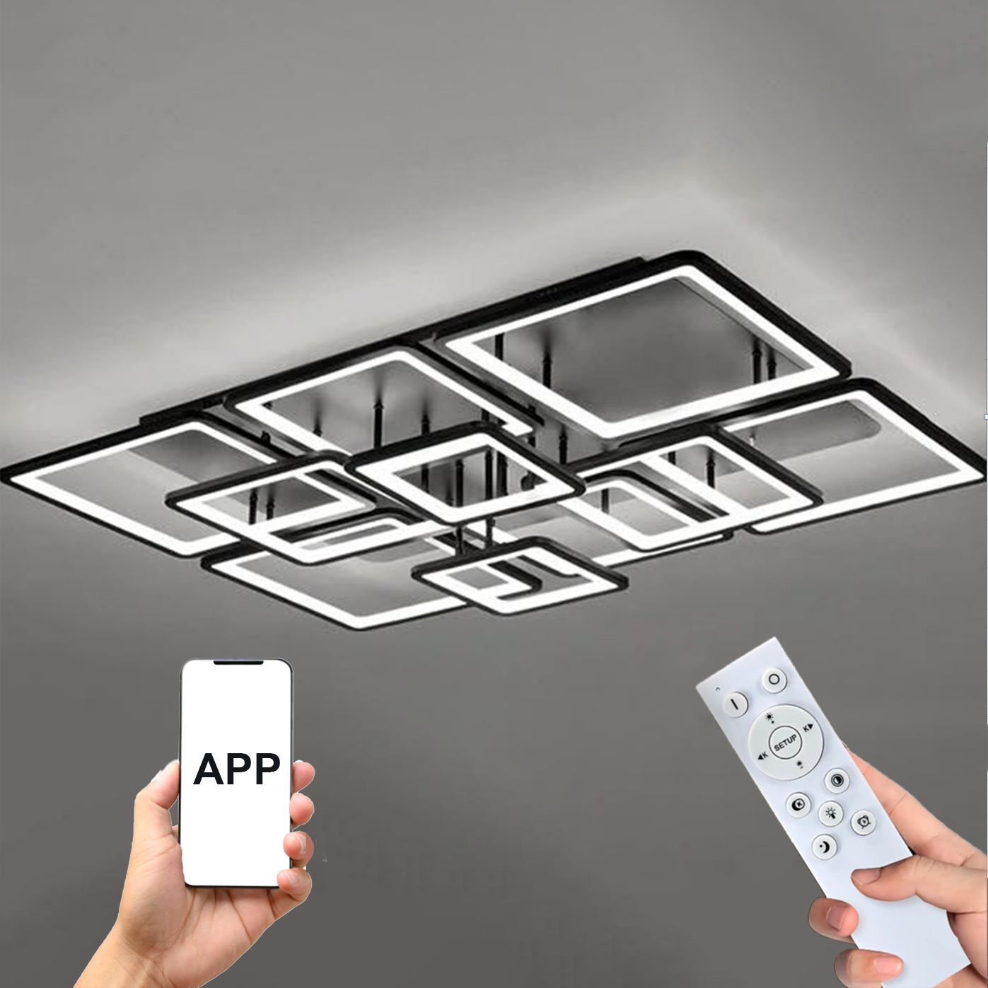 LED Абажур / полилей с функции и дистанцион и мобилно управление, 10бр
