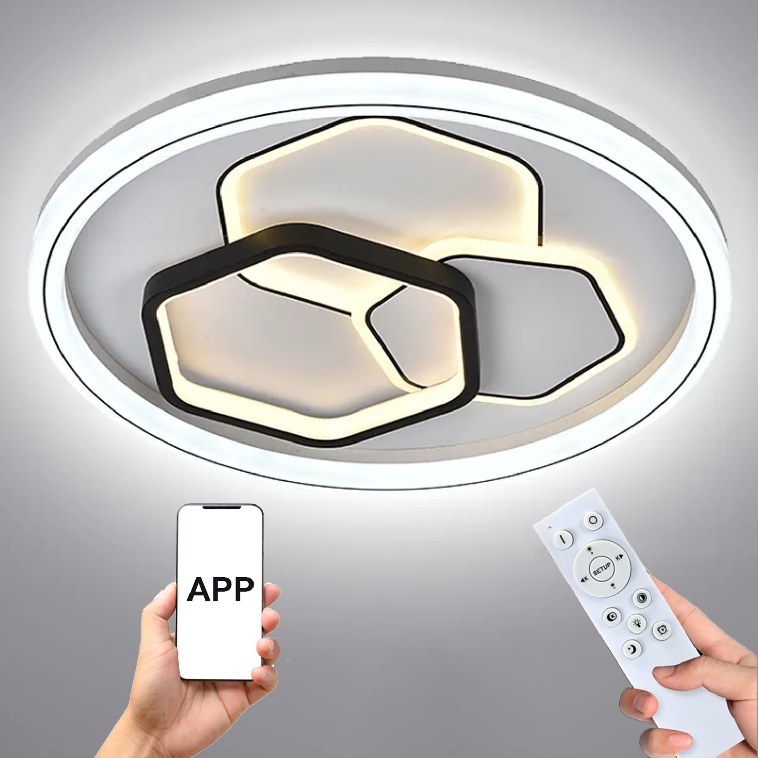 Смарт LED Абажур с APP и Дистанционно Управление и Многоцветна Светлин