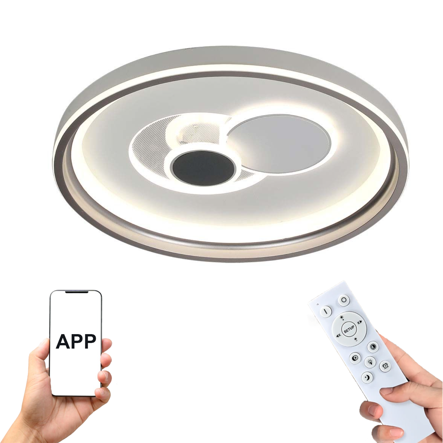 Смарт LED Абажур с APP и дистанционно управление с модерен кръгъл диза