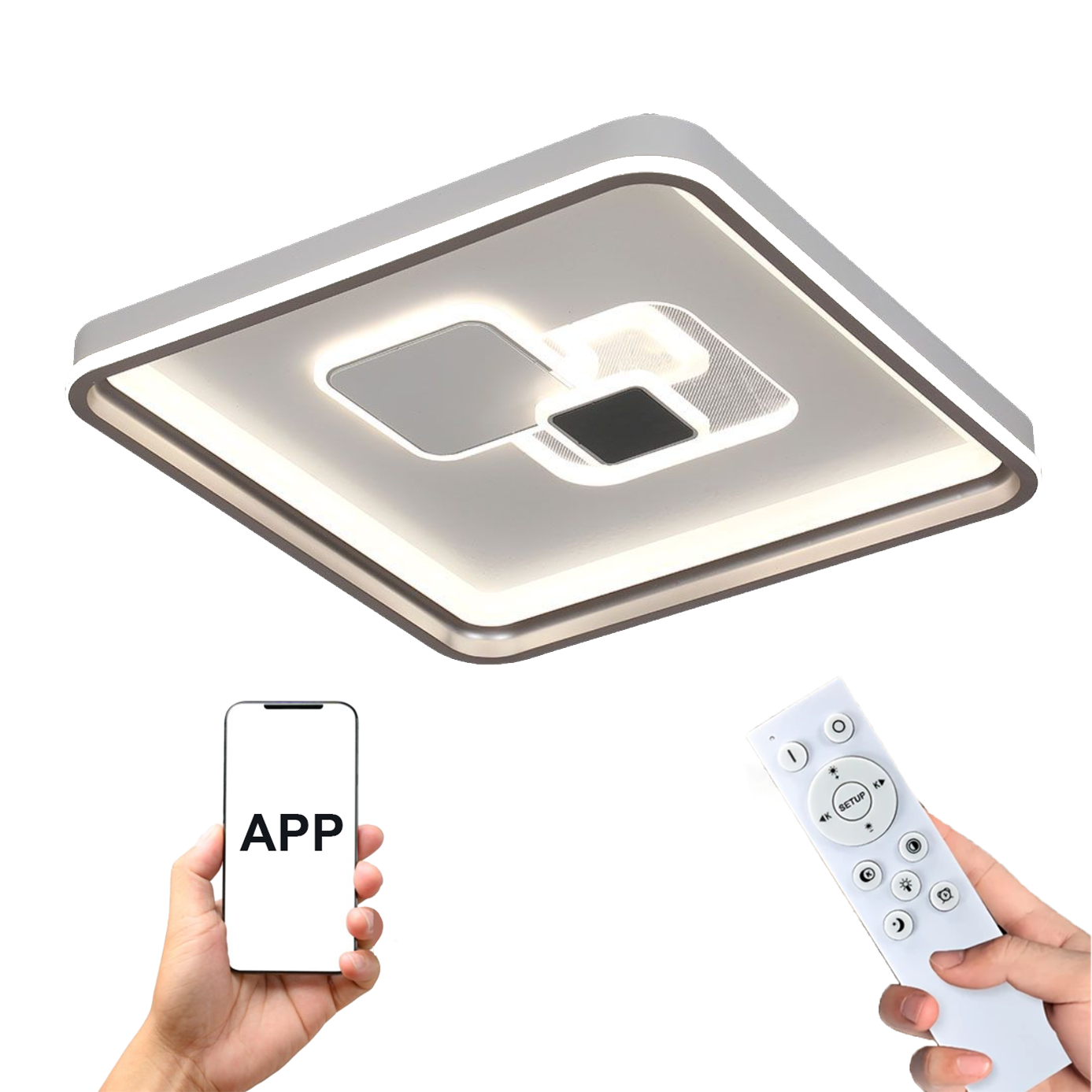 Смарт LED Абажур с APP и Дистанционно управление с квадратен модерен д