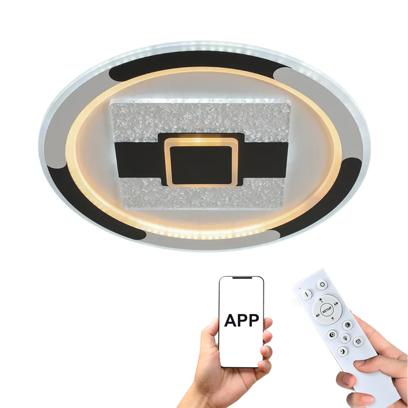 Смарт LED Абажур с APP и Дистанционно Управление – кръгъл дизайн с ефе