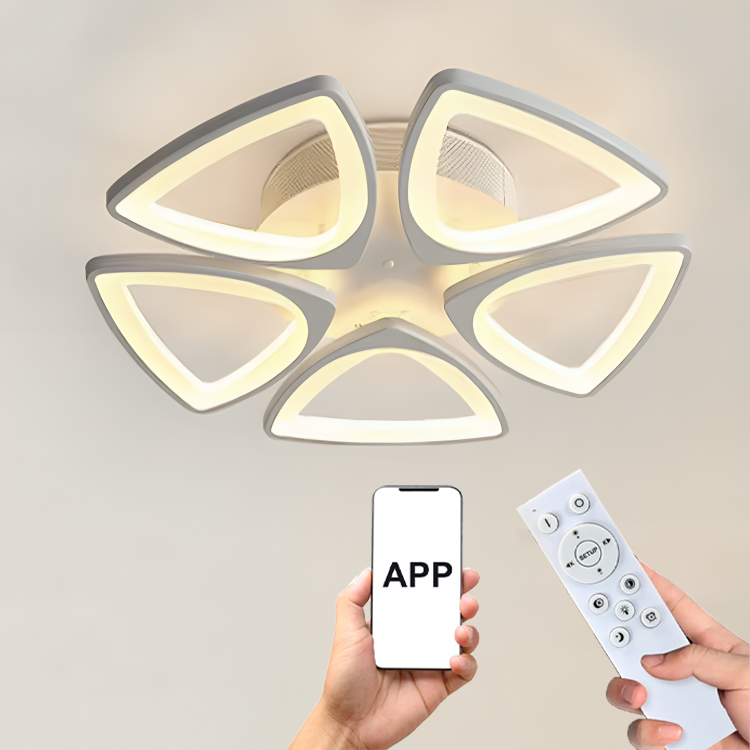 Модерен LED Абажур с Формата на Цвете – 5 Листа с  Дистанционно и APP 