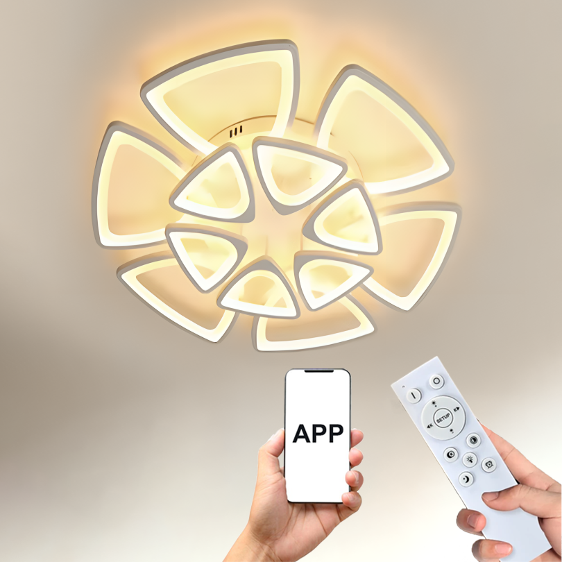 Смарт LED Абажур с Формата на Цвете – 8 Листа с APP и Дистанционно Упр