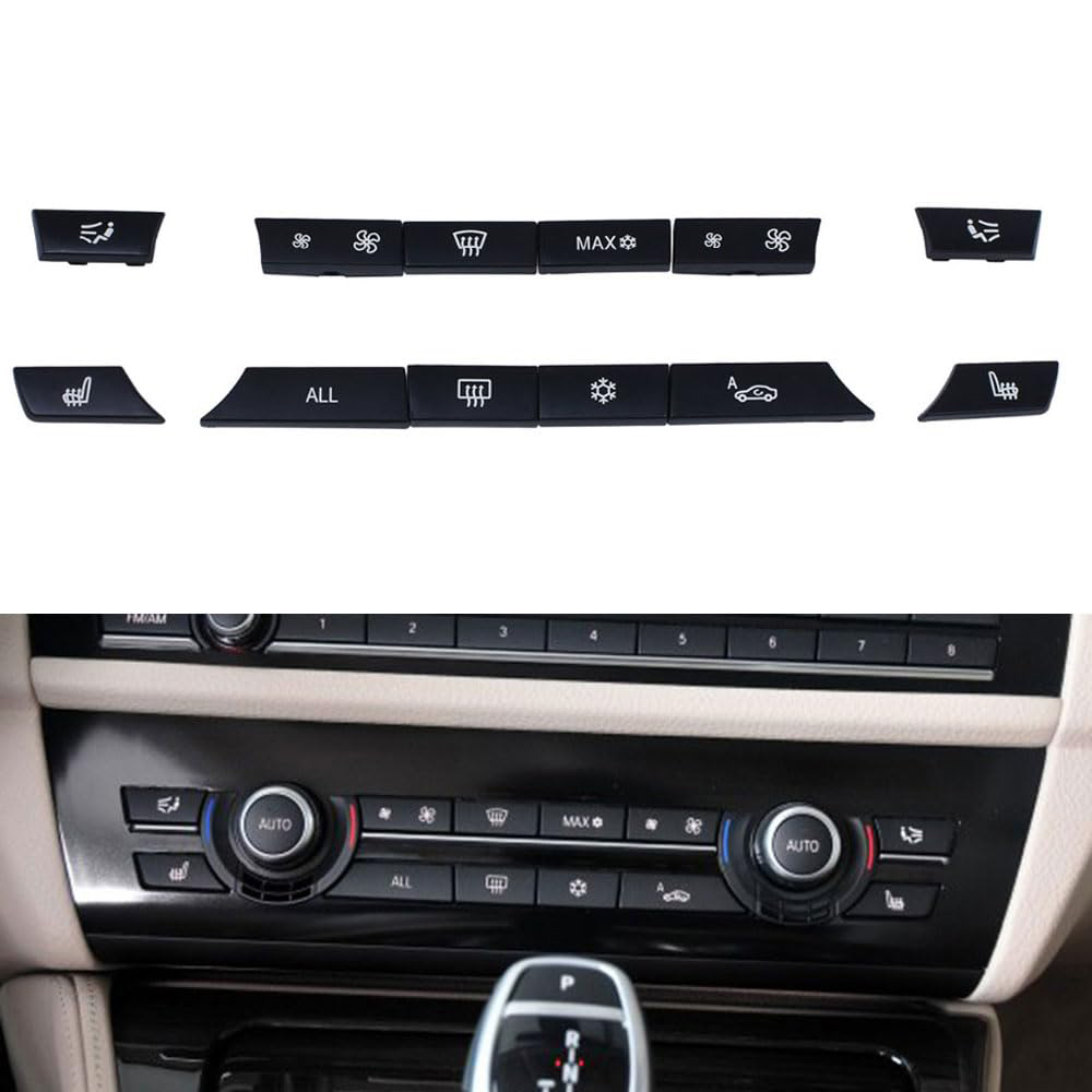 Комплект 12 броя черни бутони за климатик за BMW 5 6 7 серия F01 F02 F
