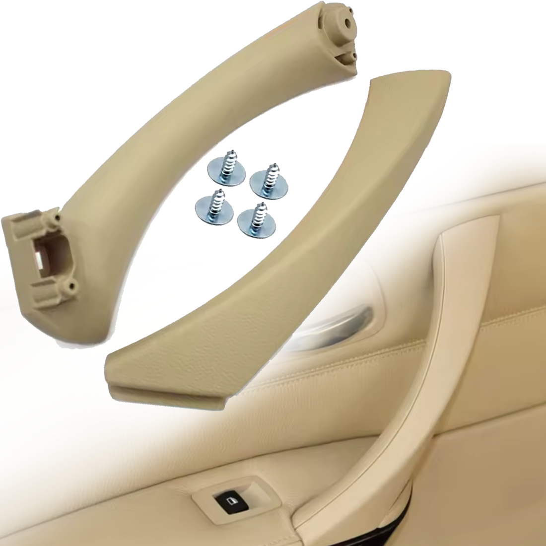 Интериорна лява дръжка за BMW 3 серия E90 E91, бежова, 2 части с крепе