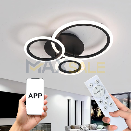 LED Абажур / лампа за таван с рингове 52W с 3 вида светлина 