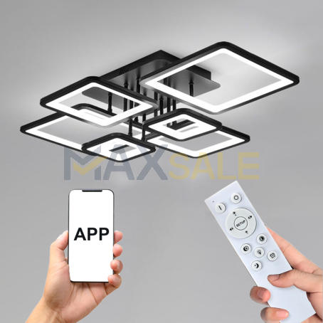 LED Абажур / полилей с функции и дистанционни / APP управление, 6бр. квадрати