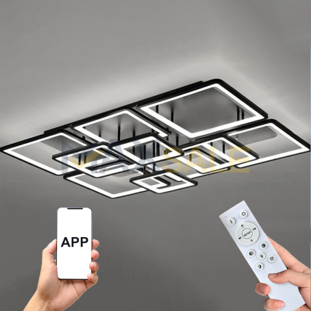 LED Абажур / полилей с функции и дистанцион и мобилно управление, 10бр, квадрати