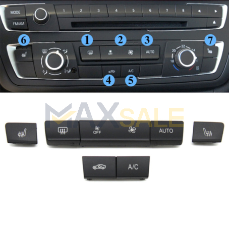 Комплект 7бр бутони за климатроник / парно за BMW 1 2 3 4 серия F20 F21 F30 F31 F34 F36 F87