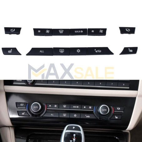 Комплект 12 броя черни бутони за климатик за BMW 5 6 7 серия F01 F02 F10 F11 F12 F13 F06 F07