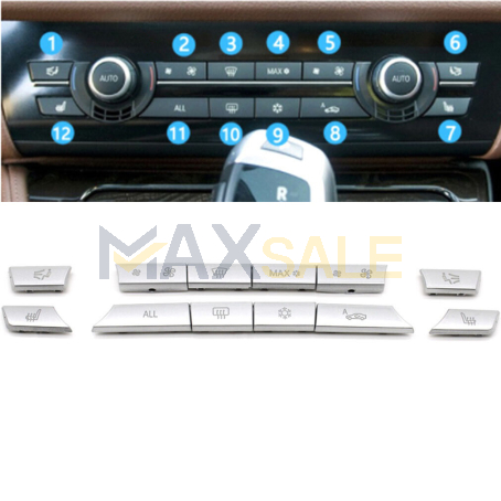 Комплект 12 броя хром копчета за климатик за BMW 5 6 7 серия F01 F02 F10 F11 F12 F13 F06 F07