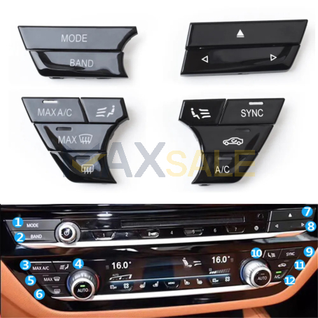 Комплект 12 броя бутони за климатик черен гланц за BMW 5 7 серия G30 G31 G32 G11 G12 (2017-2023)