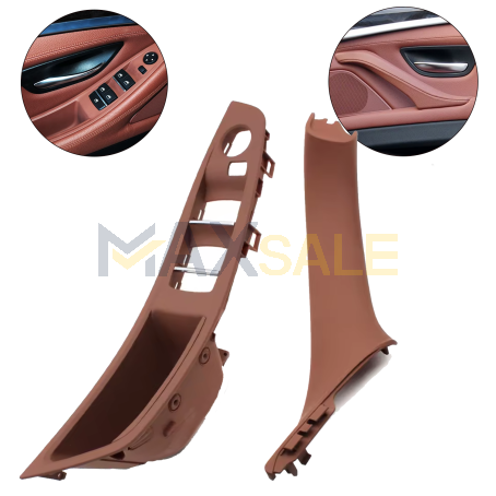 Комплект за предни интериорни дръжки за BMW 5 серия F10 F11, кафеви, вътрешни части, без прибиране 
