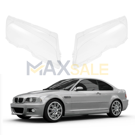 Комплект стъкла за фарове за BMW 3 серия E46 2 врати, (98-02), ляво и дясно 