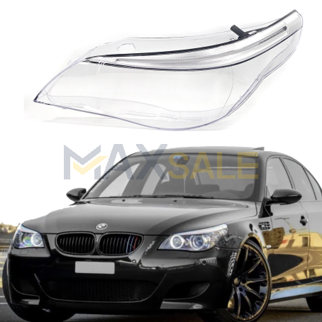 Ляво стъкло за фар с вежди за BMW 5 E60 E61 facelift Dynamic drive, 2006-2010