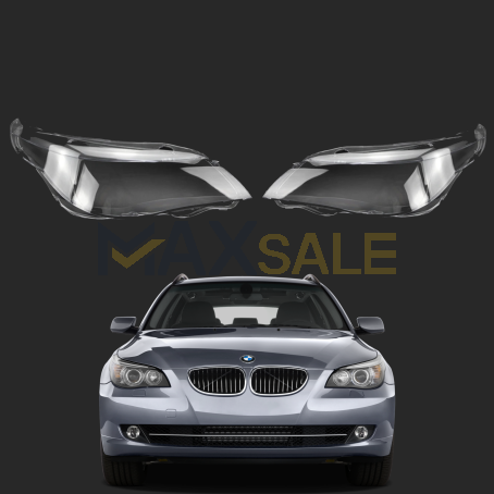 Комплект стъкла за фарове на BMW 5 E60 E61 с Dinamic drive, (06-10), ляво и дясно 