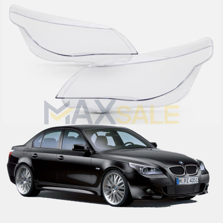 Комплект стъкла капаци за фарове за BMW 5 E60 E61, 2003-2010, ляво и дясно 