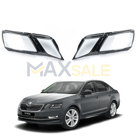 Комплект стъкла / капаци за фарове Skoda Octavia Mk3 (18-20), ляво и дясно 