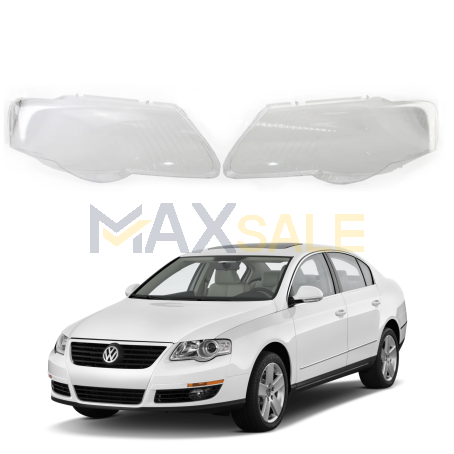 Комплект стъкла / капаци за фарове VW Passat B6 (06-11), ляво и дясно 
