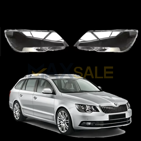 Комплект стъкла / капаци за фарове Skoda Superb 2 Facelift (13-15), ляво и дясно 