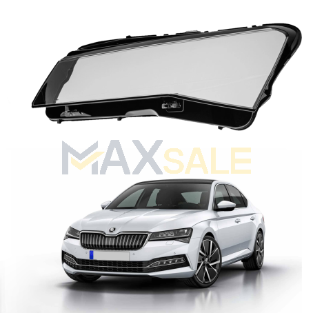 Ляво стъкло за фар на Skoda Superb Euro версия (2021-2024)