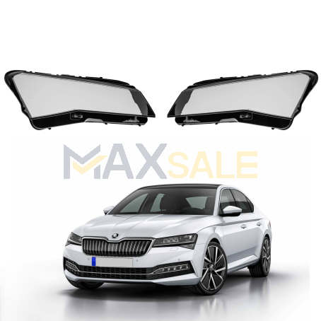 Комплект стъкла за фарове на Skoda Superb Euro версия (2021-2024), ляво и дясно 