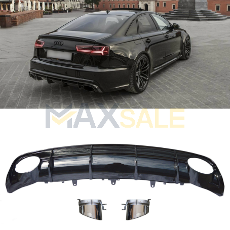 Дифузьор за Audi А6 C7 RS добавка за задна S-line броня (2015-2018)