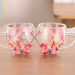 Нежни двустенни чаши с розови и червени цветчета – комплект 2 бр., 350 мл