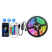 LED RGB лента с дължина 5 метра, USB захранване и управление чрез дистанционно и Bluetooth приложение / App
