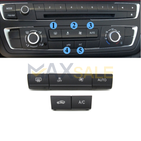 Бутони за климатик / парно за BMW 1 2 3 4 / F30 F34 F20 F36 F87, 5бр комплект