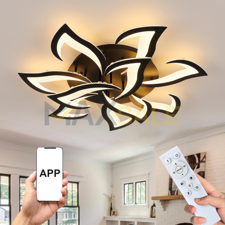 Луксозен LED Абажур „Цветен Вихър“ с Дистанционно и APP Управление, 93W