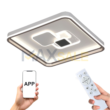 Смарт LED Абажур с APP и Дистанционно управление с квадратен модерен дизайн, 3 цвята светлина