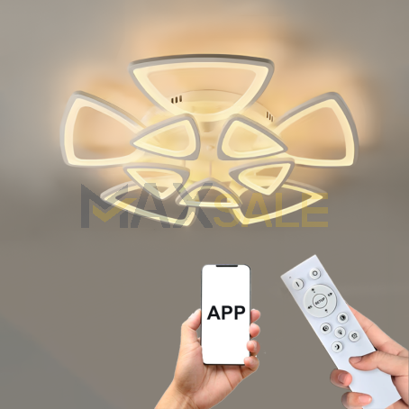 Смарт LED Абажур с Формата на Цвете - 10 Листа с APP и Дистанционно Управление, 3 Цвята Светлина
