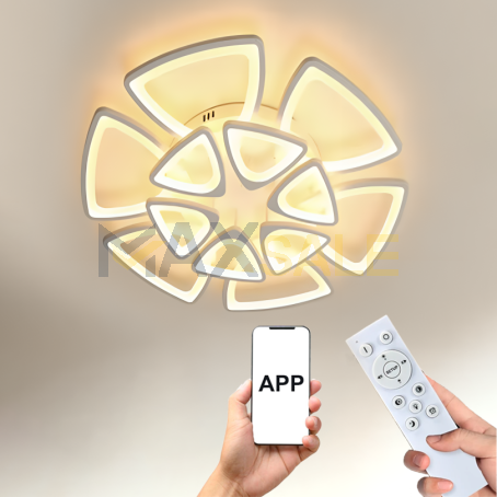 Смарт LED Абажур с Формата на Цвете – 8 Листа с APP и Дистанционно Управление, 3 Цвята Светлина
