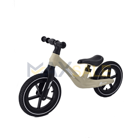 Баланс колело за деца с надуваеми гуми и регулираща се седалка – светло бежово