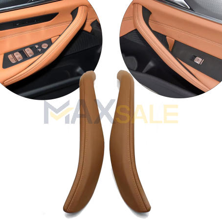 Комплект 2 интериорни кожени капачета за BMW 5 серия G30 G31 G38 M5 F90, коняк  - лява и дясна