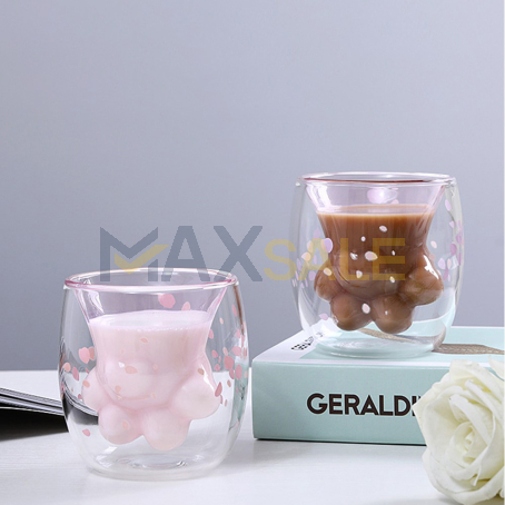 Комплект от 2 двустенни чаши 250 мл – сладък дизайн „Лапа“