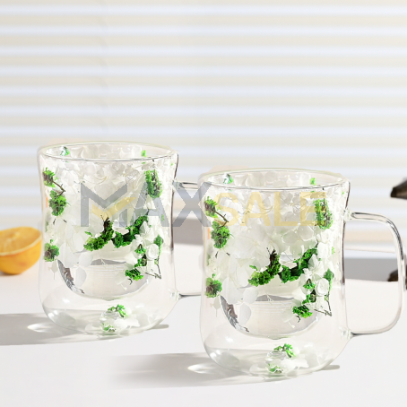 Комплект 2бр хармонични двустенни чаши „White Blossom“, 400 мл