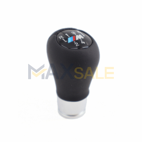 Топка за скоростен лост с черна кожа и хром елемент с 5 скорости с M лого за BMW Е серия - DZ085