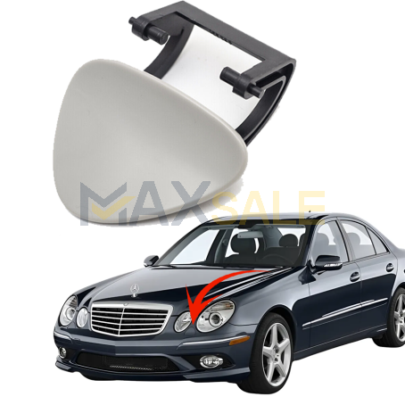 Ляво капаче за пръскалката на предна броня с основа за Mercedes E class W211 (2002-2009)