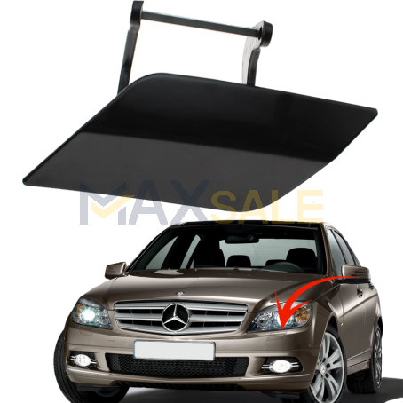 Ляво капаче за пръскалката на предна броня с основа за Mercedes C class W204 (2007-2011)