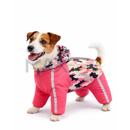 Розово зимно кучешко яке с пълно покритие и розов камуфлажен детайл