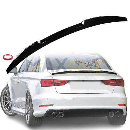 Лип спойлер за багажник на Audi A3 8V M4 Style (2014-2020), черен гланц 
