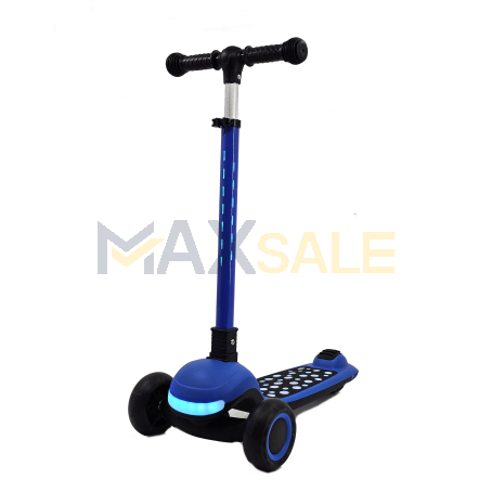 Сгъваема светеща тротинетка - триколка синя с музика – 8 светлини и 4 мелодии