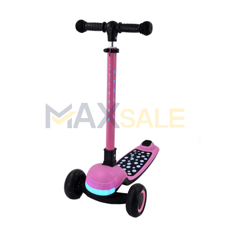 Сгъваема светеща тротинетка - триколка розова с музика – 8 светлини и 4 мелодии
