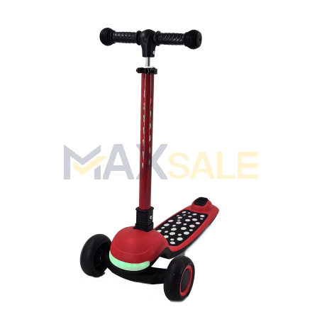 Сгъваема светеща тротинетка - триколка червена с музика – 8 светлини и 4 мелодии