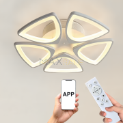 Модерен LED Абажур с Формата на Цвете – 5 Листа с  Дистанционно и APP Управление, 3 Цвята Светлина