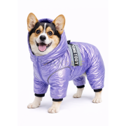 Зимно водоустойчиво яке за куче с пълно покритие и лилав стилен дизайн