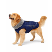 Топло и стилно капитонирано синьо яке за кучета с водоустойчива защита и мека подплата