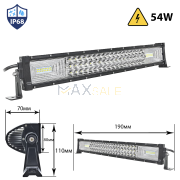 Мощен 7D ЛЕД БАР 54W ПРАВ LED BAR 190мм